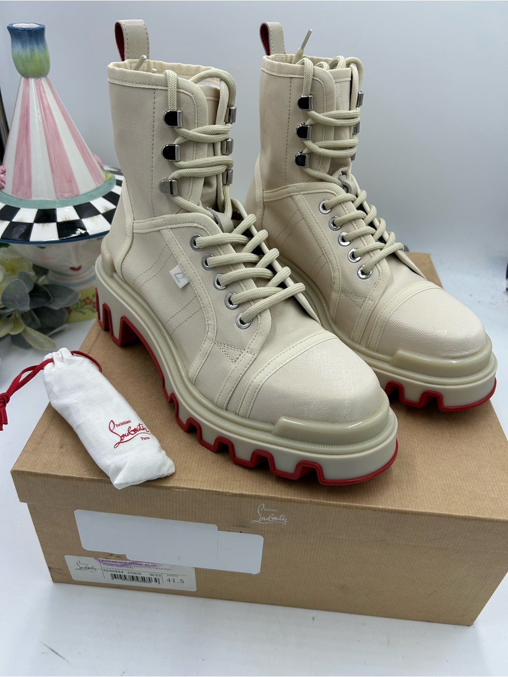 Men's Christian Louboutin PANAROOT combat boots size 41.5 made in Italy
